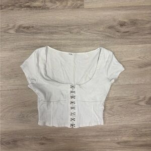 White Garage Crop Top